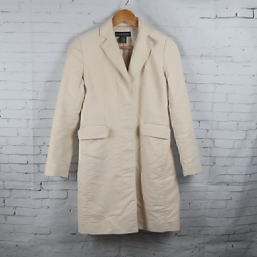 Banana Republic Cream Fauxsuede Button Down Trench Coat Sizexs